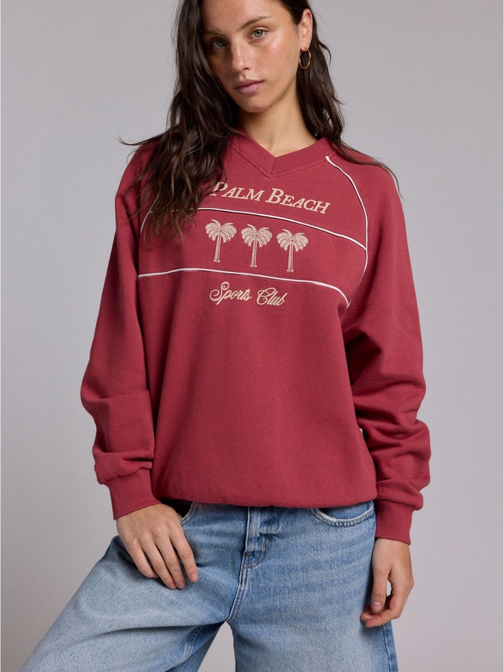 Urban Outfitters Palm Beach Sports Club Graphic V- Neck Pullover sz L